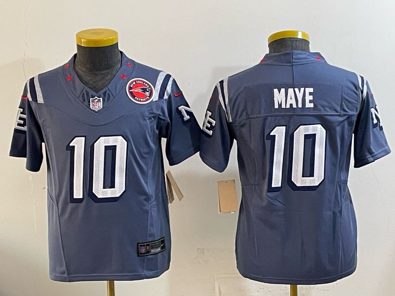 Youth 2026 New England Patriots #10 Maye blue Throwback 5th generation Nike Limited NFL Jersey style 012081